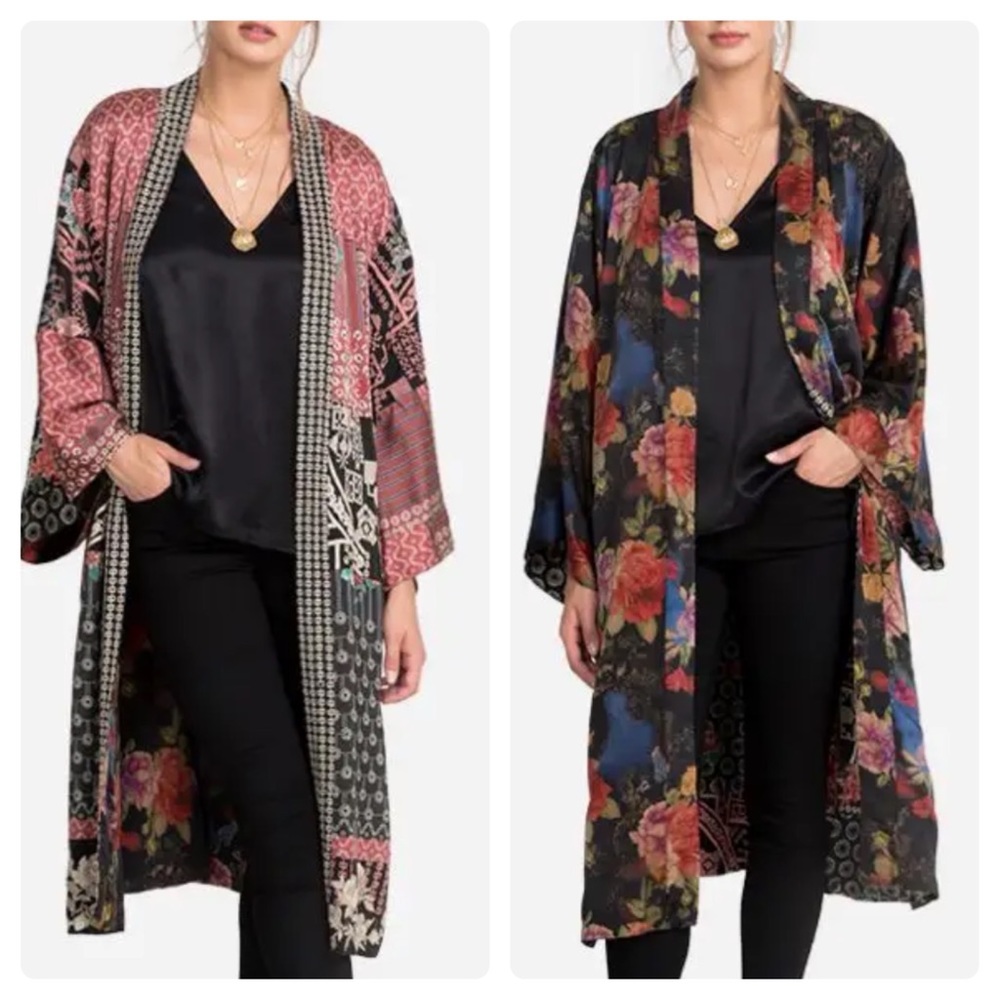 Johnny Was Silk Korie Floral Print with Embroidery Kimono. Small (M-L welcome)